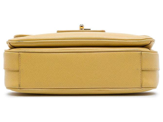 Borsa Prada Yellow Saffiano Lux Top Handle Satchel - vista 3