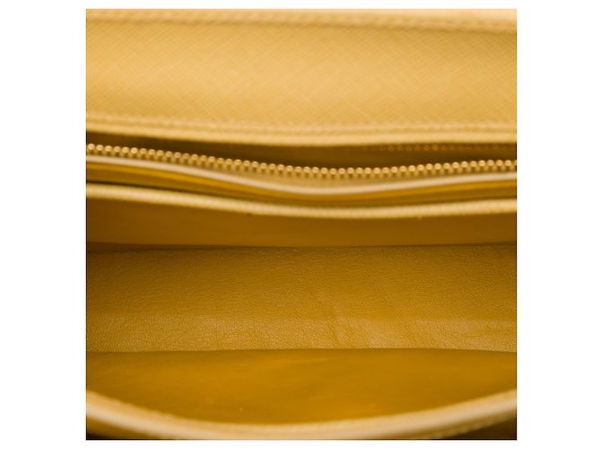 Borsa Prada Yellow Saffiano Lux Top Handle Satchel - vista 4