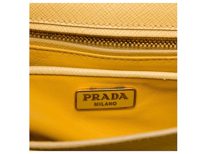 Borsa Prada Yellow Saffiano Lux Top Handle Satchel - vista 5