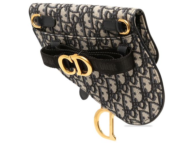 Borsa cintura Saddle Dior in tela Oblique blu - vista 2