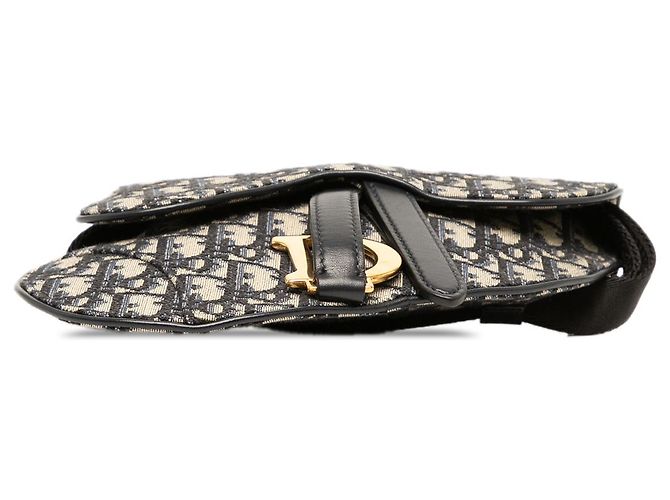 Borsa cintura Saddle Dior in tela Oblique blu - vista 4