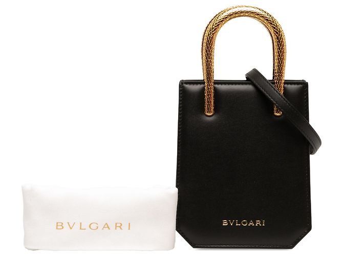 Bulgari Mini tote Serpentine in pelle nera Bvlgari - vista 6