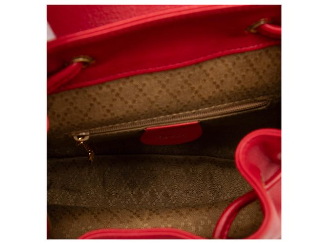 Bamboo Zaino Gucci in pelle di vitello rossa con coulisse e bambù - vista 4