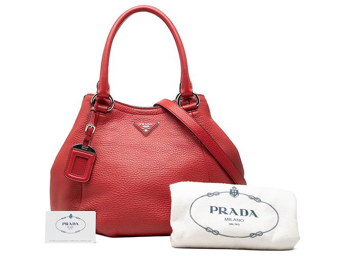 Borsa Tote Aperta Convertibile Prada Red Vitello Daino - vista 7