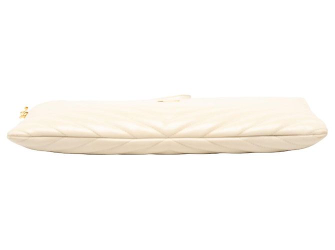 Autre Marque Pouch per tablet Saint Laurent in pelle di vitello monogram chevron bianco - vista 3