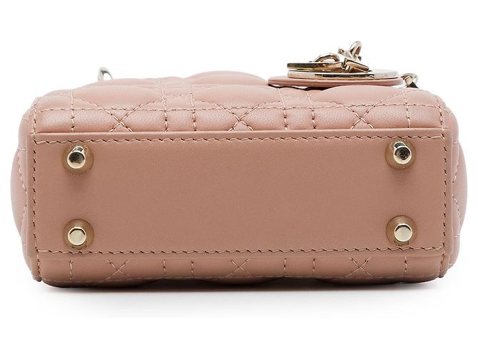 Dior Brown Micro Lambskin Cannage Lady Dior - vista 3