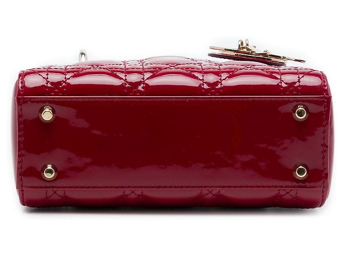 Dior Red Mini Patent Cannage Lady Dior - vista 3