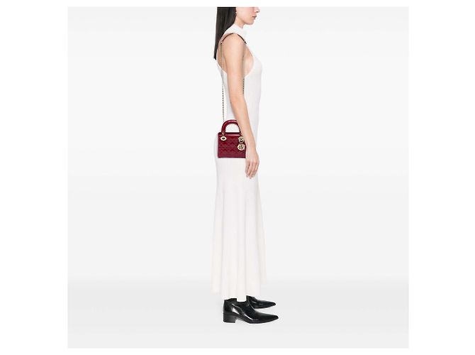 Dior Red Mini Patent Cannage Lady Dior - vista 6