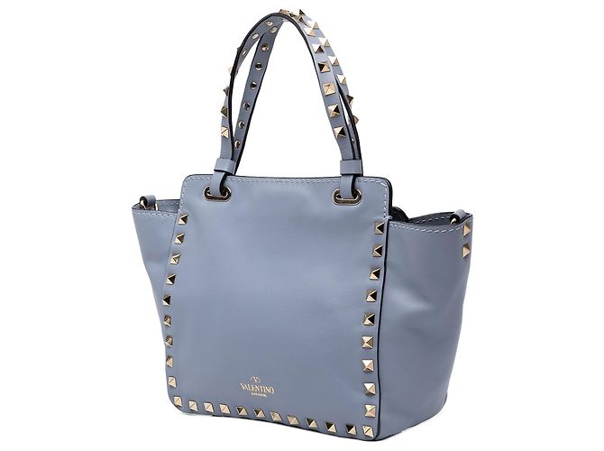 Borsa Satchel Trapeze Rockstud in pelle blu Valentino Mini - vista 2