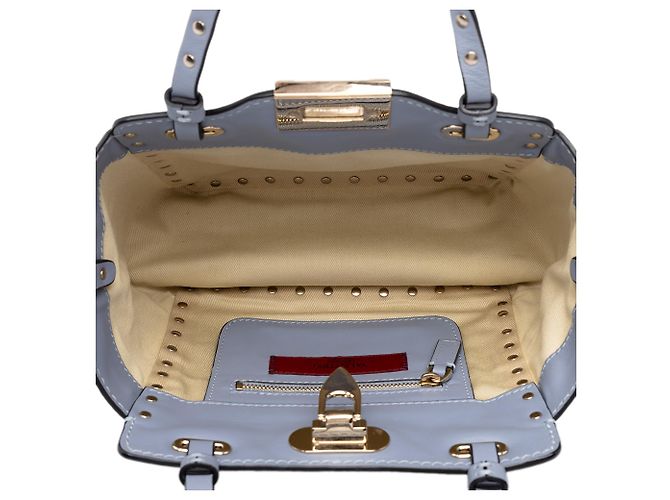 Borsa Satchel Trapeze Rockstud in pelle blu Valentino Mini - vista 4