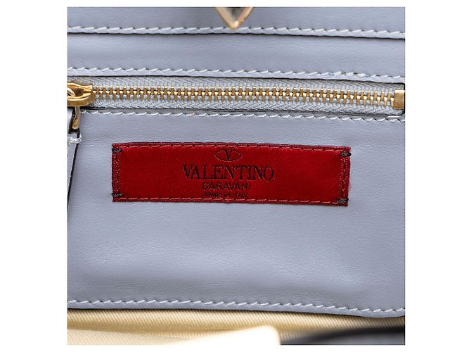Borsa Satchel Trapeze Rockstud in pelle blu Valentino Mini - vista 5
