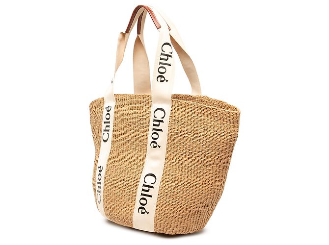 Chloé Woody Basket Tote aus beigem Raffia - Ansicht 2