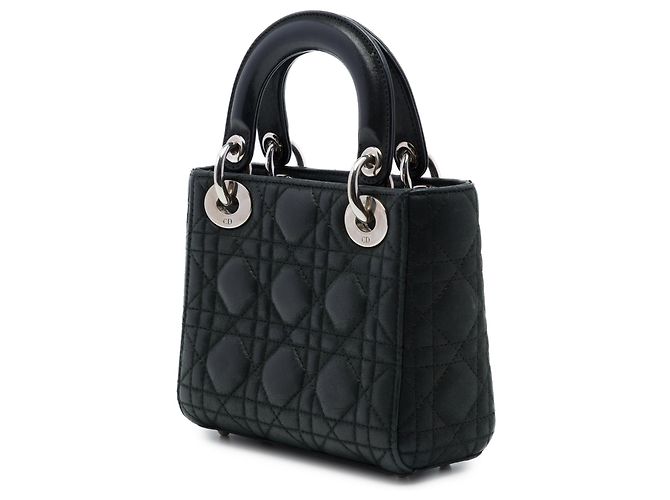 Dior Black Mini Iridescent Lambskin Cannage Lady Dior - vista 2