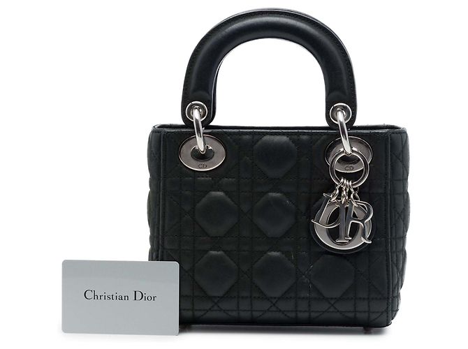 Dior Black Mini Iridescent Lambskin Cannage Lady Dior - vista 7