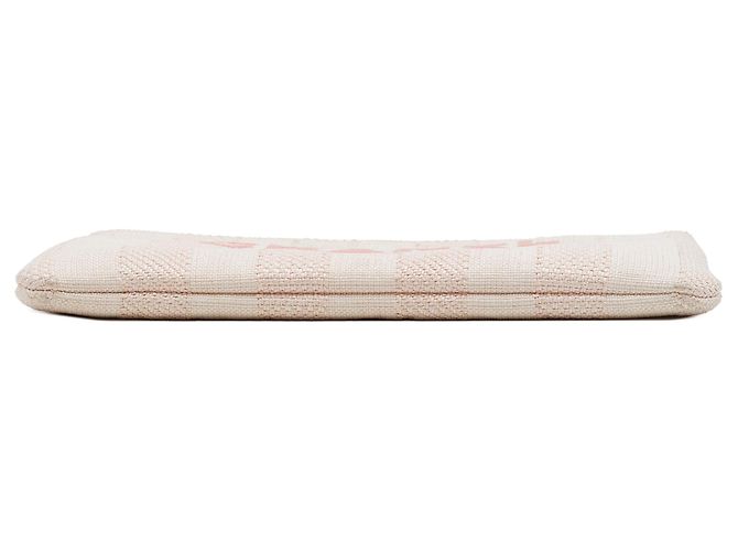 Clutch Chanel Deauville O Case Medium in rafia beige - vista 3