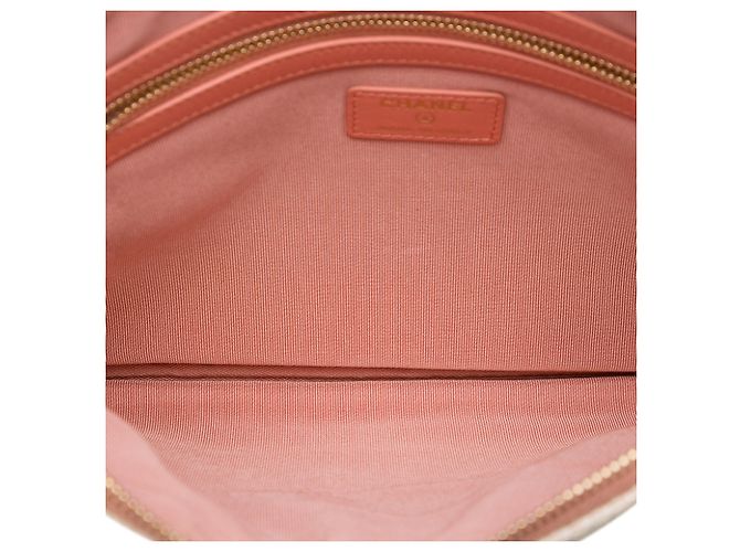 Clutch Chanel Deauville O Case Medium in rafia beige - vista 4