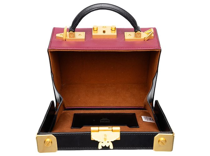 Sac Satchel MCM Odeon Berlin en cuir de veau violet - vue 4