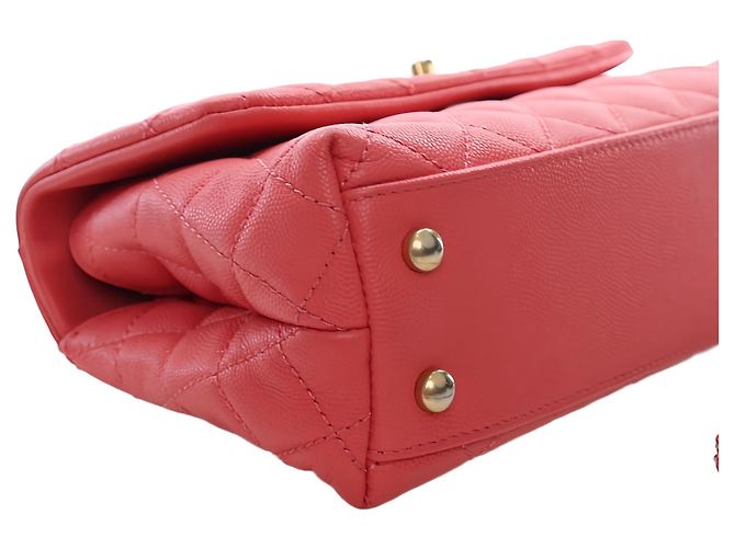 Borsa Chanel Pink Mini Quilted Caviar Coco Top Handle Bag - vista 10