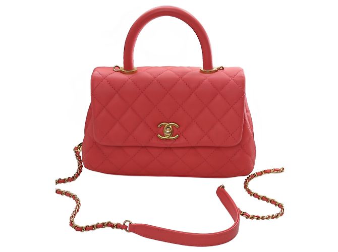 Borsa Chanel Pink Mini Quilted Caviar Coco Top Handle Bag - vista 12