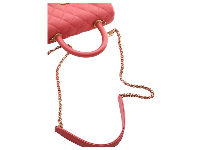 Borsa Chanel Pink Mini Quilted Caviar Coco Top Handle Bag - vista 13