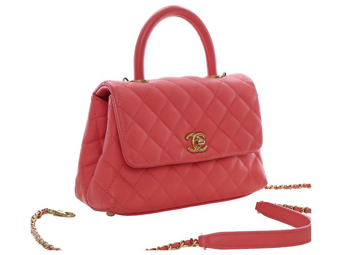 Borsa Chanel Pink Mini Quilted Caviar Coco Top Handle Bag - vista 14
