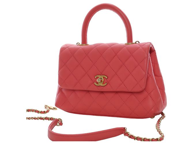 Borsa Chanel Pink Mini Quilted Caviar Coco Top Handle Bag - vista 15