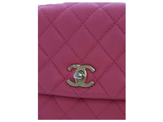 Borsa Chanel Pink Mini Quilted Caviar Coco Top Handle Bag - vista 4