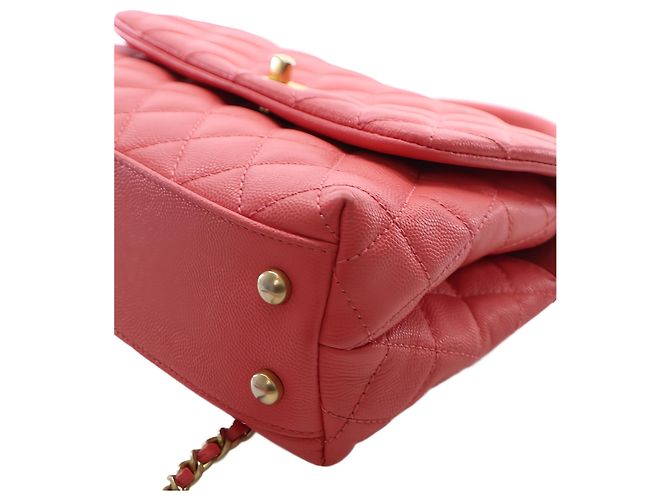 Borsa Chanel Pink Mini Quilted Caviar Coco Top Handle Bag - vista 5