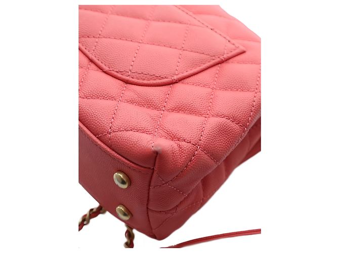 Borsa Chanel Pink Mini Quilted Caviar Coco Top Handle Bag - vista 7