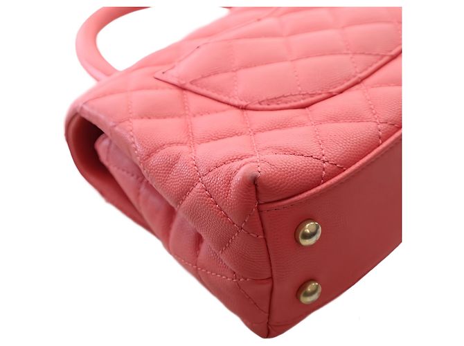 Borsa Chanel Pink Mini Quilted Caviar Coco Top Handle Bag - vista 9
