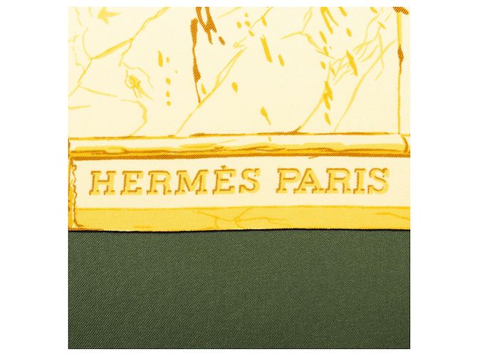 Hermès Yellow La Fontaine De Bartholdi Seidentuch 90 - Ansicht 4