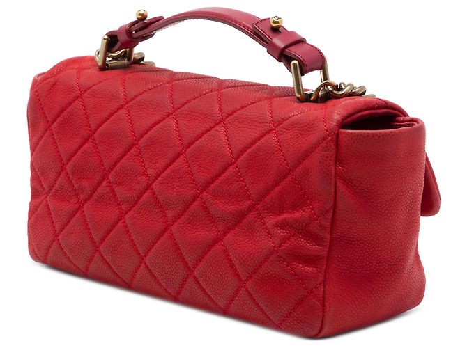 Chanel Red Medium Iridescent Caviar Chic Quilt Top Handle Flap - vue 2