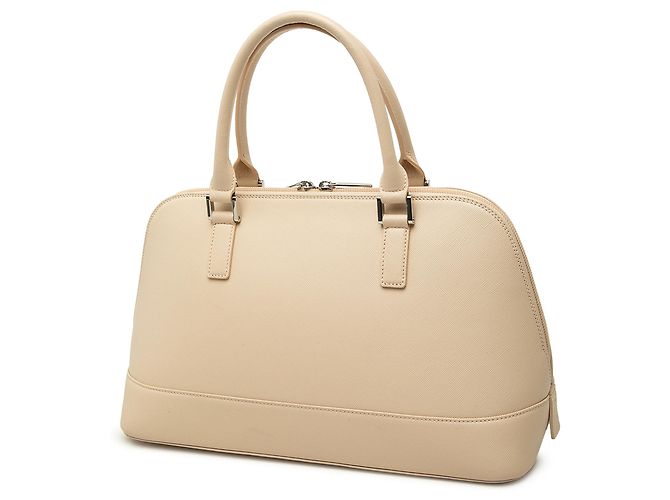 Borsa Burberry in pelle beige con tasca frontale - vista 2