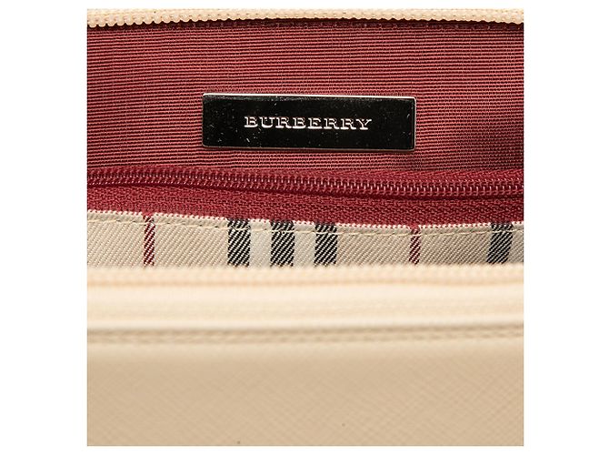 Borsa Burberry in pelle beige con tasca frontale - vista 5