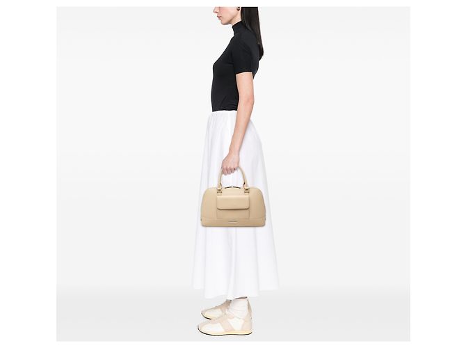 Borsa Burberry in pelle beige con tasca frontale - vista 6