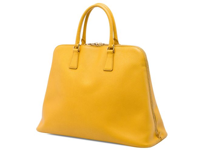 Borsa Prada Yellow Large Saffiano Lux Promenade Satchel - vista 2