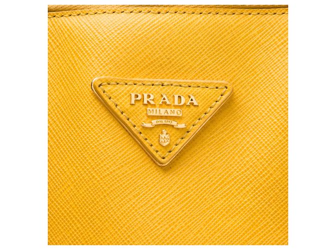 Borsa Prada Yellow Large Saffiano Lux Promenade Satchel - vista 5