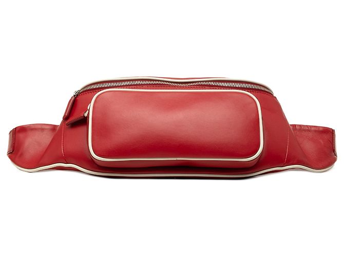 Prada Gürteltasche aus rotem Leder mit Reißverschlusstasche - Ansicht 3