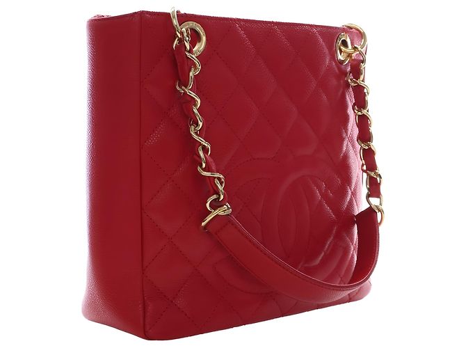 Borsa Chanel Red Caviar Petite Shopping Tote - vista 11