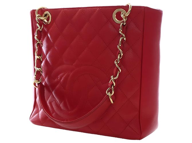 Borsa Chanel Red Caviar Petite Shopping Tote - vista 12