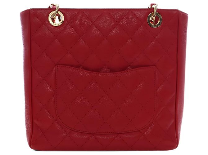 Borsa Chanel Red Caviar Petite Shopping Tote - vista 2