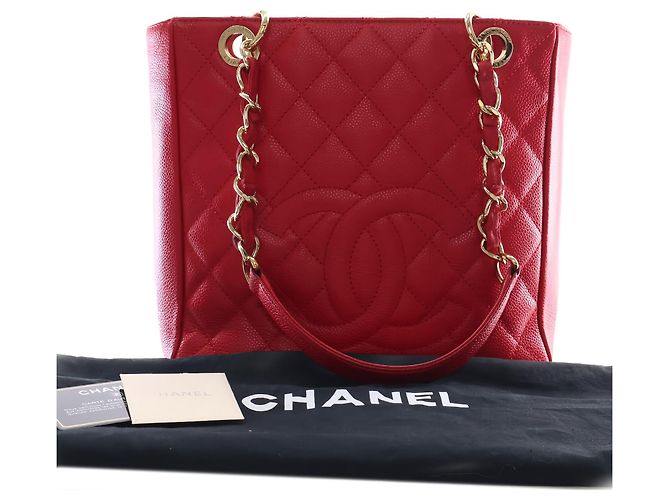 Borsa Chanel Red Caviar Petite Shopping Tote - vista 6