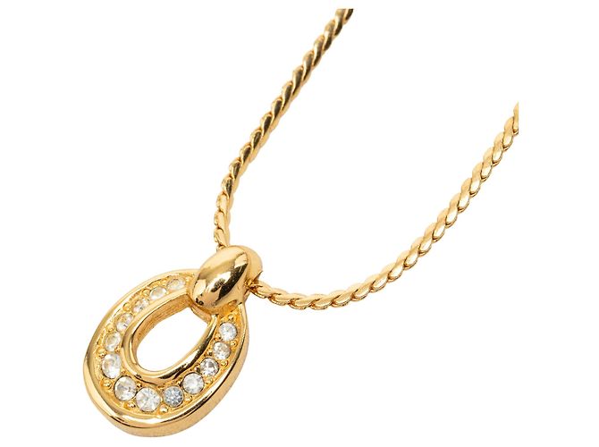 Collana Dior Gold Plated e Strass con Pendente Oval - vista 2