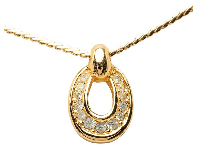 Collana Dior Gold Plated e Strass con Pendente Oval - vista 3