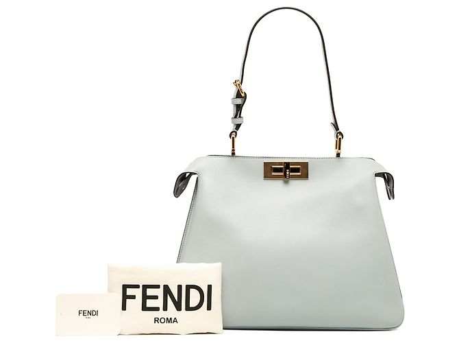 Sac à épaule Peekaboo Soft en cuir gris Medium Fendi - vue 6