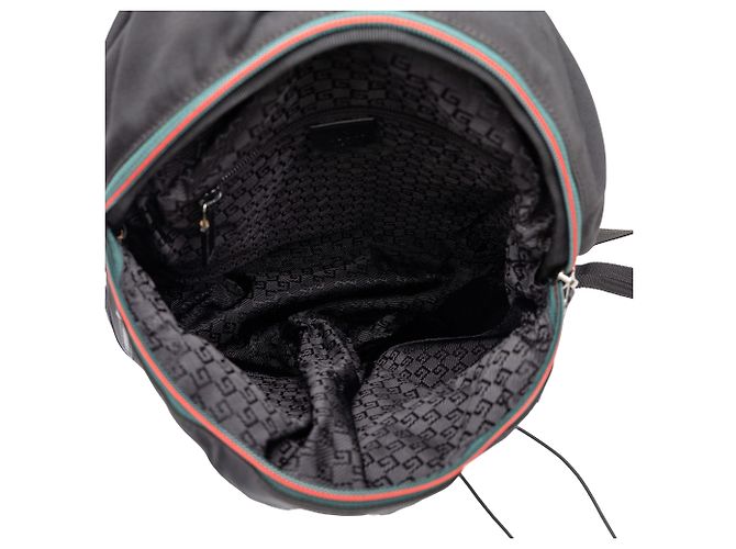 Gucci Rucksack aus schwarzem Nylon mit Web-Band - Ansicht 4