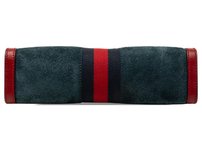 Gucci Blue Small Suede Web Ophidia Chain Crossbody - vista 3