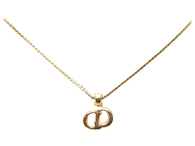Collar Dior Gold Plated Strass CD Logo Pendant - vista 2