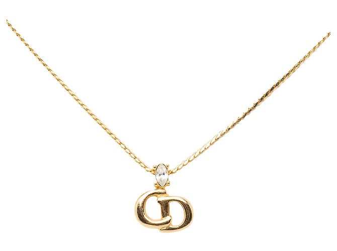 Collar Dior Gold Plated Strass CD Logo Pendant - vista 3