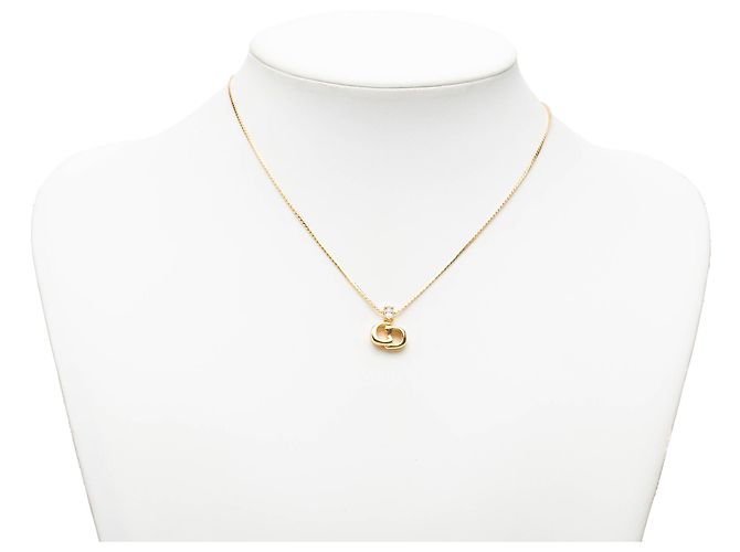 Collar Dior Gold Plated Strass CD Logo Pendant - vista 6